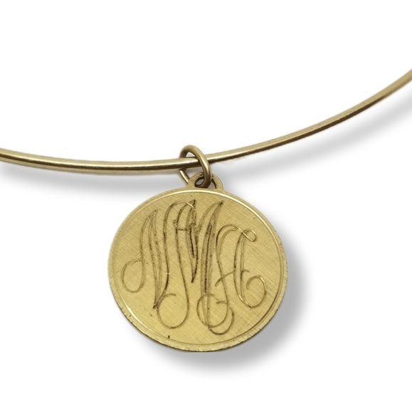 WINARD VINTAGE 12K GOLDFILLED OMEGA COLLAR & MONOGRAM CHARM NECKLACE - Picture 4 of 7